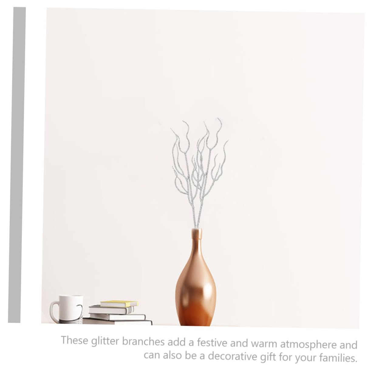 Abaodam 2 Sets Künstliche Weihnachtsstiele Lockige Zweige für Vase Glitzernde Äste Weihnachtsbaum-Dekoration Picks 20 Stück