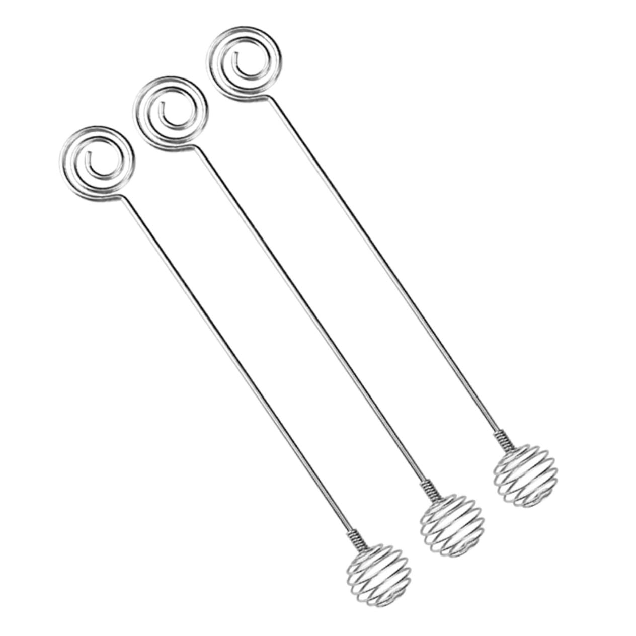 JECOMPRIS 3Pcs Stainless Steel Honey Dipper Sticks Spiral Design Honey Stirrer Rods for Honey Jam and Syrups Household Honey Tools for Kitchen and Parties