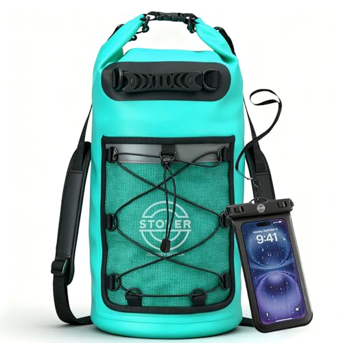 STOVER Mochila Dry Bag de 25L com bolsa impermeável para telefone - azul-petróleo