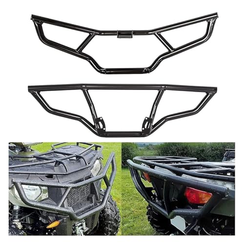 ECOTRIC Front & Rear Brush Guard Bumper 2Pcs Compatible with 2014-2024 Polaris Sportsman Touring 570 450 HO Black Steel Bumper Protector Replacement for 2879714 2879715
