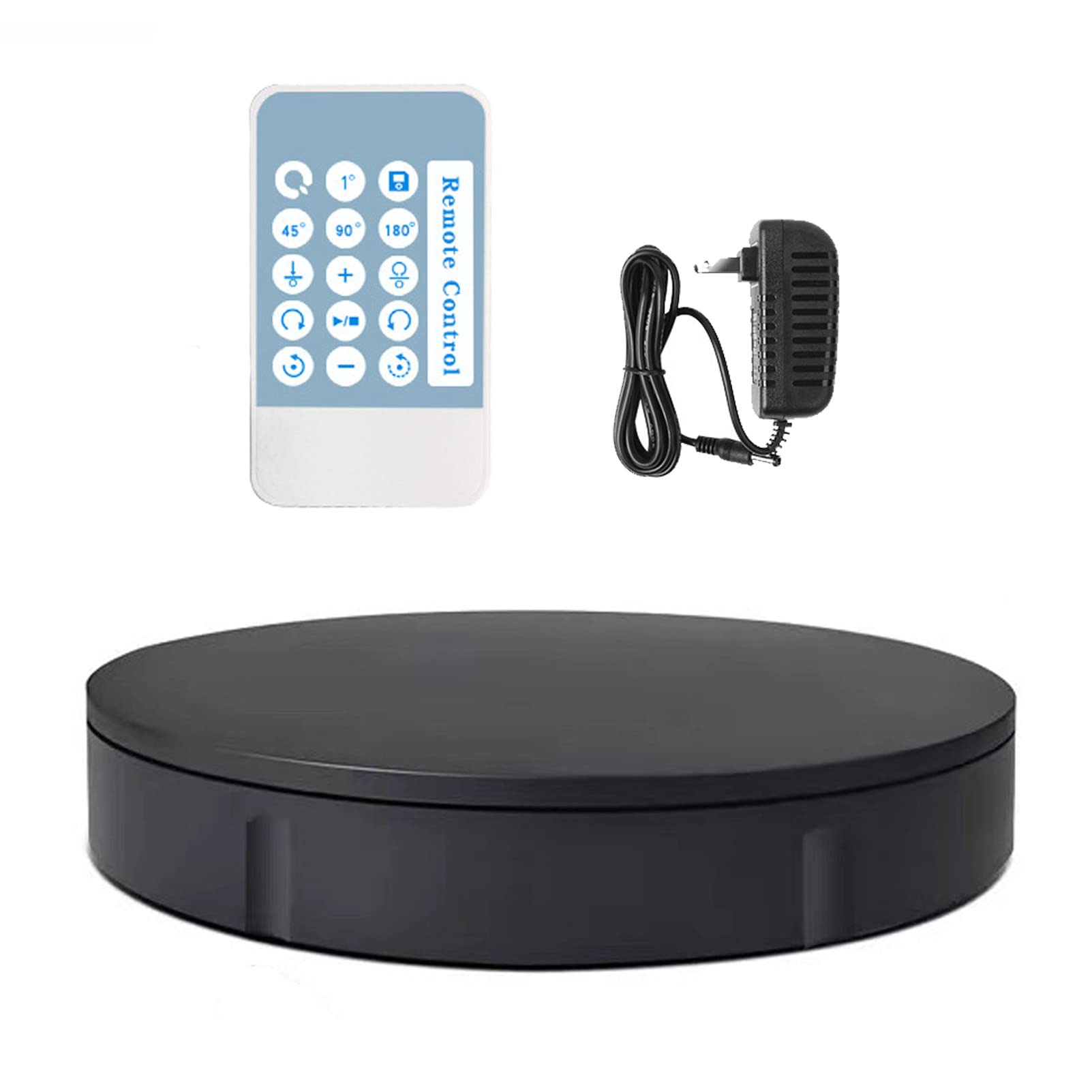 Eiwitany Electric Rotating Display Stand with Remote Control, 30cm Black Turntable, Great for 360 Degree Photography and Item Presentation
