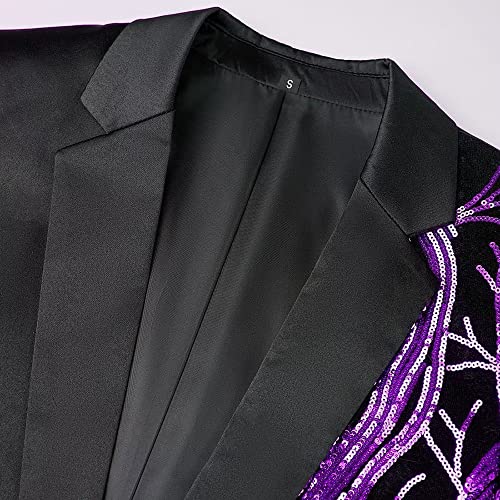 Men's Shiny Sequins Suit Jacket Blazer One Button Wedding Outfit Tuxedo for Party, Banquet, Prom…3