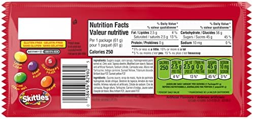 Skittles ingredients label
