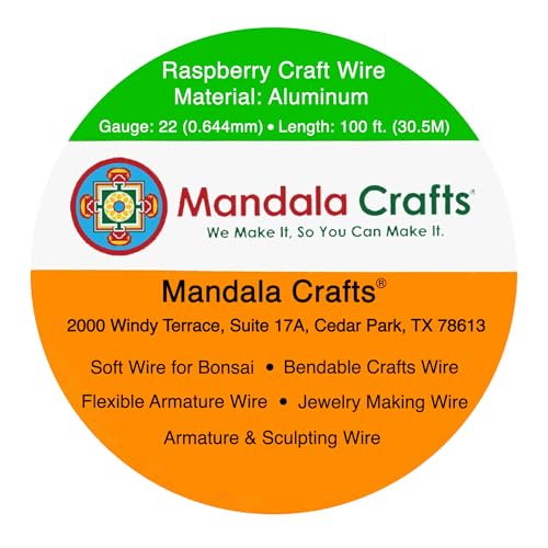 Image of Mandala Crafts 22 Gauge Raspberry Anodized Aluminum Craft Wire, 100 FT | Colored, Flexible, Bendable, for Bonsai, Armature, Sculpting, Wire Wrapping, Jewelry Making, Weather & Tarnish Resistant