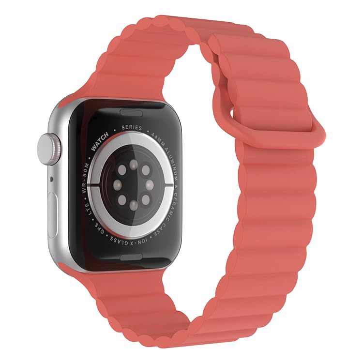Image of Silicone Magnetic Band Compatible with Apple Watch 38mm 40mm 41mm 42mm 44mm 45mm 49mm, for Series Ultra 9 8 7 SE 6 5 4 3 2 1 Women Men |Watch Not Included (Red, 38mm /40mm /41mm)
