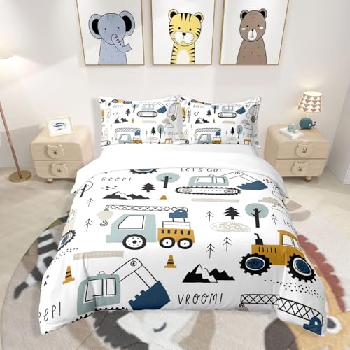 Homemissing Baustelle Bagger Bettbezug Kleinkinder Bettwäsche-Set LKW Traktor Auto drucken Bettwäsche 135x200cm Jugendliche Mädchen Junge mit...