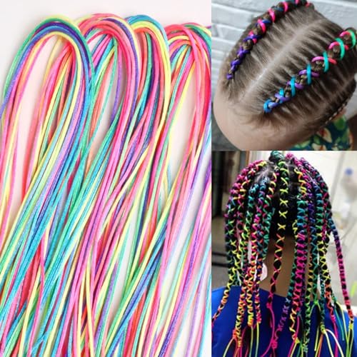 52 Pcs Colorful Hair Wrap String For Braids Assorted Rainbow...