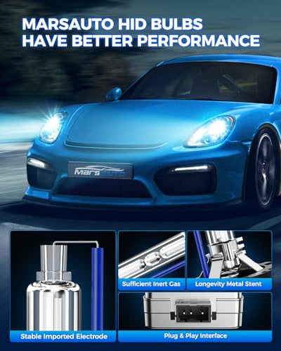 Image of Marsauto D3S HID Bulbs, 66340 42403 42302 35W Xenon Bulb, D3S 8000K White Blue, Up to 500% Brightness, Pack of 2