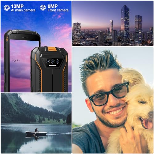 DOOGEE Movil Resistente Agua y Golpes S41T, Android 13, 8GB +64GB, 6300mAh Batería, Telefono Movil Libre 4G, Triple Cámara de 13MP, 5.5 Pulgadas Moviles Antigolpes, NFC/Face ID/GPS, Naranja