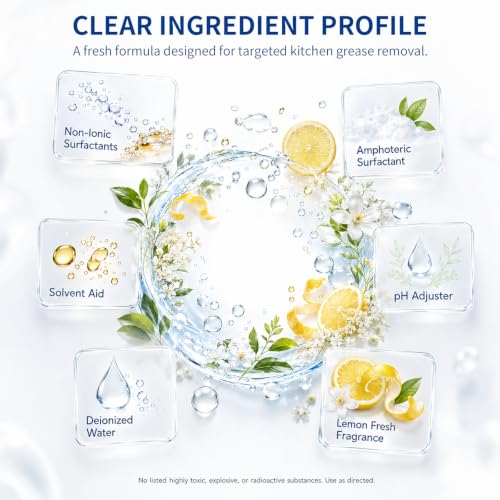 Image of Kitchen All Purpose Cleaner and Degreaser, Oven and Stove Top Cleaner | Stainless Steel Cleaner, 12.5oz for Kitchen Cleaner, Oil Stain Remover for Ovens, Appliances, BBQ, Lemon,Ready to Use