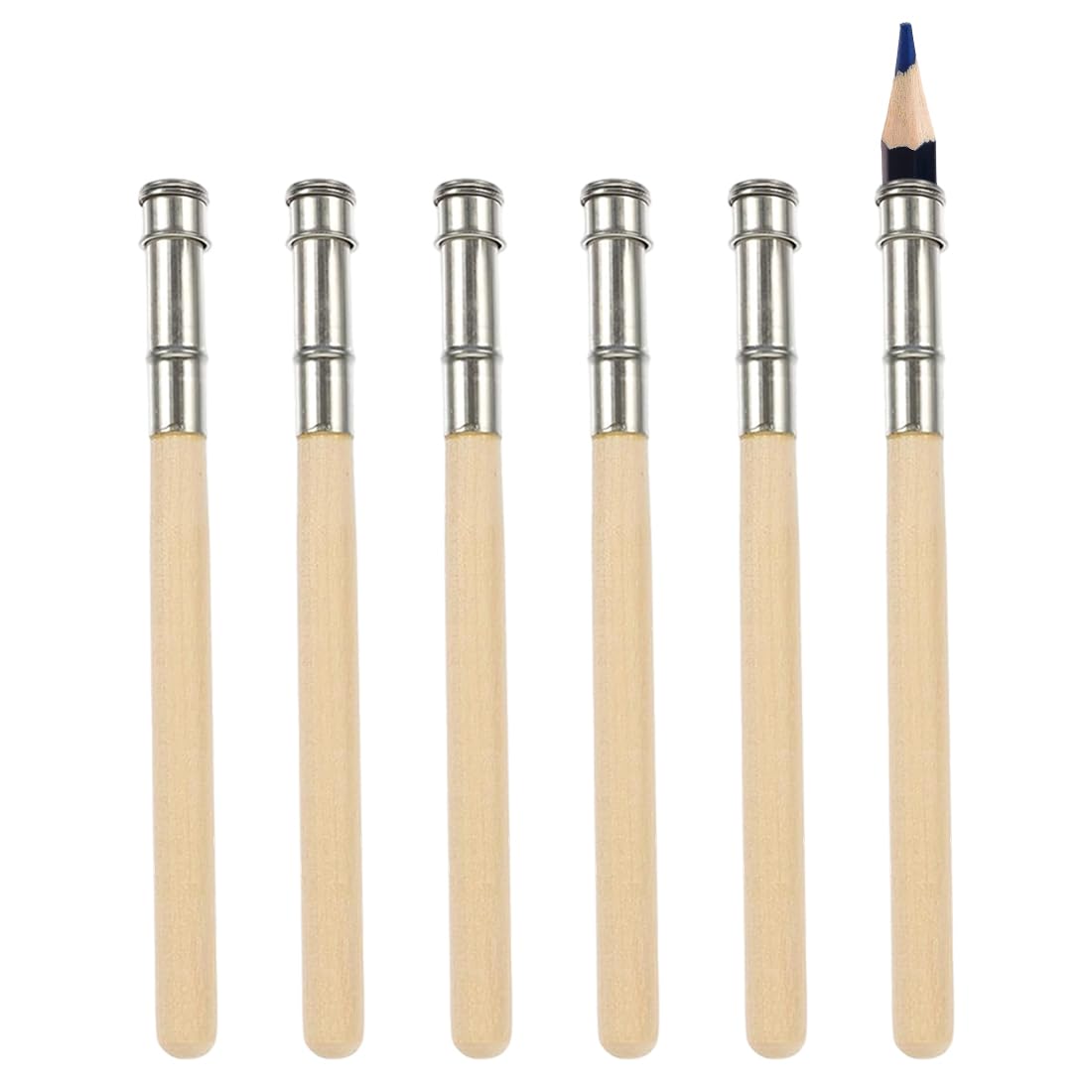 6 Pezzi Allunga Matite, Prolunga Matita in Legno, Estensore Matita, Portamatite per Matite, Pastelli e Strumenti da Disegno (12,5 cm)