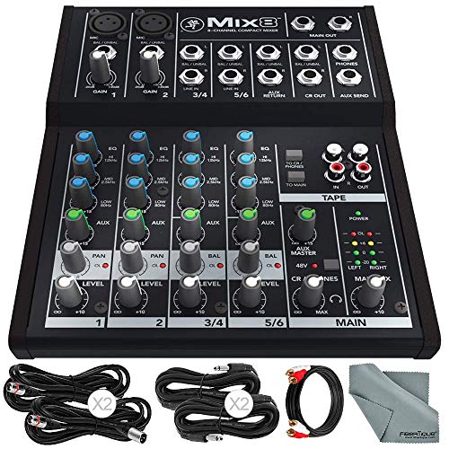 Photo Savings Mackie Mix Series Mix8 8-Channel Compact Mixer and Basic Bundle
