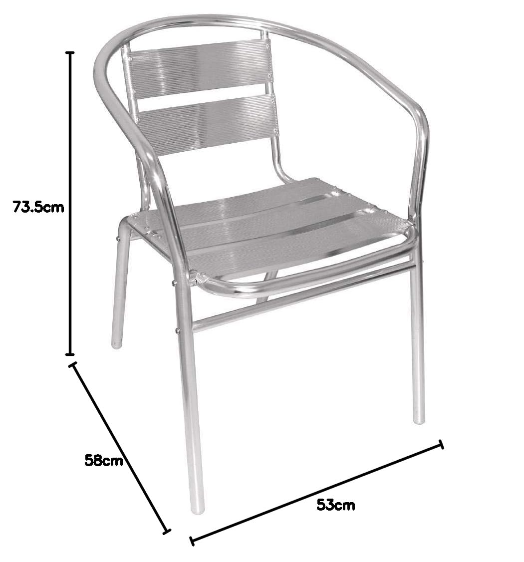 Bolero Lot de 4 fauteuils en aluminium Argenté 530 x 580 x 735 mm
