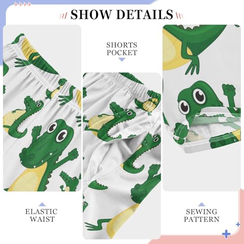 ZZKKO Green Aligators Boys Pants for Kids Jogger Pants with Pockets S-XL4