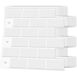 Panel Decorativo Art3d - Azulejos de cerámica autoadhesivos, para cocina, paneles de pared 3D, color blanco, 30 x 30 cm