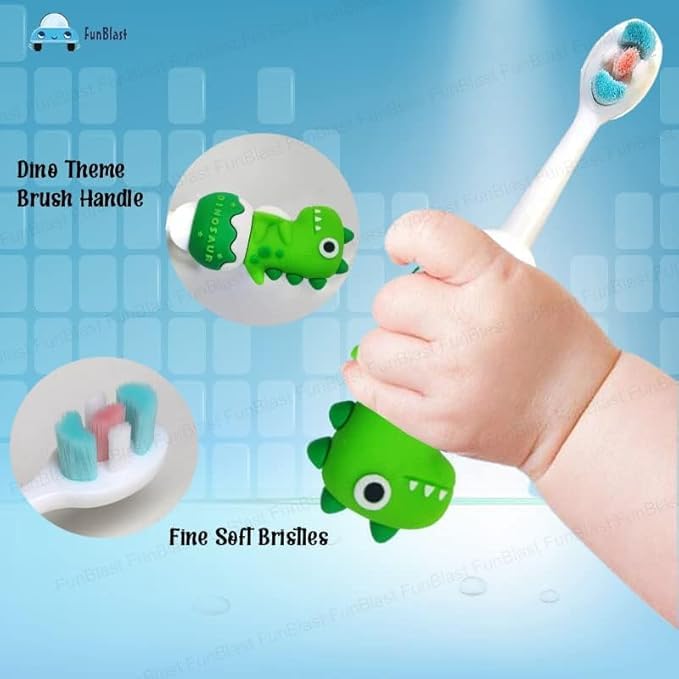 COOKVITA Brush Toddler Manual Toothbrush Comfortable To Use Deep Cleaning Dense Bristle Animal Design Funny Children Toothbrush For Home (2 pcs) 2