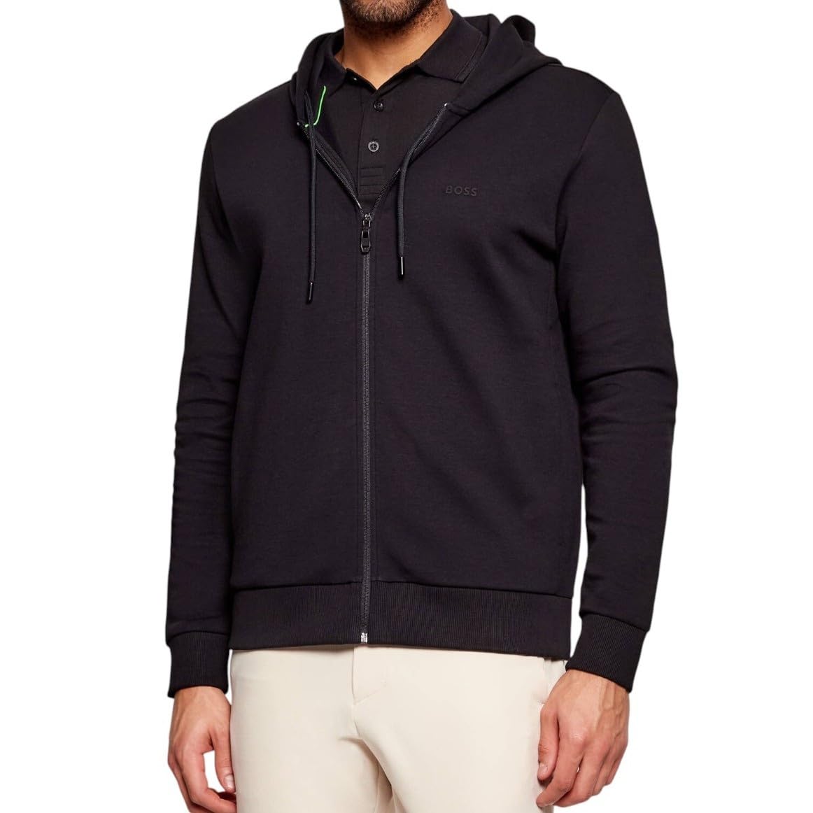 BOSS Saggy Full Zip Through Hoodie, Black, Size S, Men