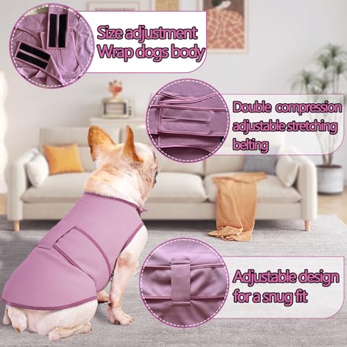 Image of Dog Anxiety Vest Calming Jacket for Small Medium Large Dogs, Dog Shirt Wrap for Indoor Outdoor Fireworks, Thunder, Travel, Separation, Purpink, Medium