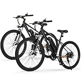 Qlife Racer Electric Bike for Adults - 21-Speed Mountain Lightweight Ebike with Peak 750W 22MPH Brushless Motor, 375Wh Removable Battery, 26X2.1 Tire Step Over E-MTB, Up to 40 Miles,Black X2