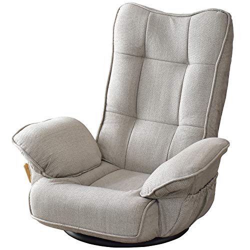 DORIS ドリス 回転座椅子 リクライニング レバー式 無段階 ポケットコイル入り 肘掛け ファブリック ベージュ ルイス【15621】