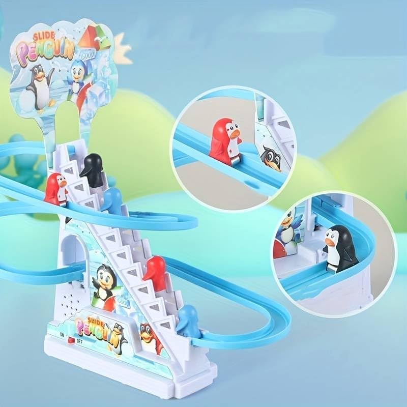 TEC TAVAKKAL Penguins Slide Toy Set, Funny Automatic Stair-Climbing Penguins Cartoon Race Track Set Little Lovely Penguins Slide Toy Escalator Toy with Lights and Music (Penguins Track Set) - Image 8 thumbnail