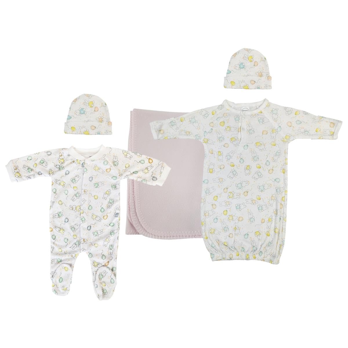 Bambini NC-0958M Girls Newborn Baby 5 Piece Layette Sets White & Pink