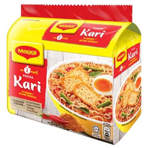 Image of Maggi 2-Minute Kari Instant Noodles, Spicy Curry Flavor, Ready in 2 Minutes, Malaysian Style, 395g Pack