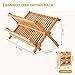 Worthyeah Bamboo Dish Drying Rack, 2 Tier Collapsible Dish Rack with Utensil Holder, Wooden Dish Drying Rack for Kitchen Counter, Large Folding Drying Holder, Dish Drainer 34 pcs Grid