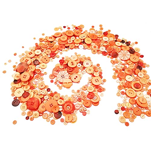 Alfykym 600-700Pcs Orange Buttons For Crafts Bulk Orange Craft Buttons Assorted Size For Sewing Diy Crafts Decoration #TOP2