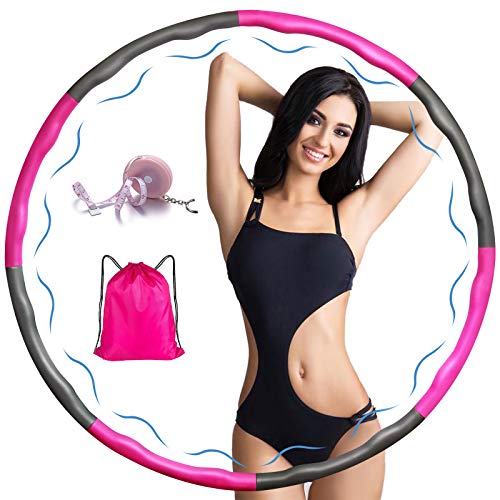 Weighted Exercise Hoop for Adults, Weighted Sports Hoops for Exercise and Fitness with 8 Sections Adjustable Weights, Lose Weight Fast by Fun Way to Workout, Fat Burning Healthy Model Sports Life