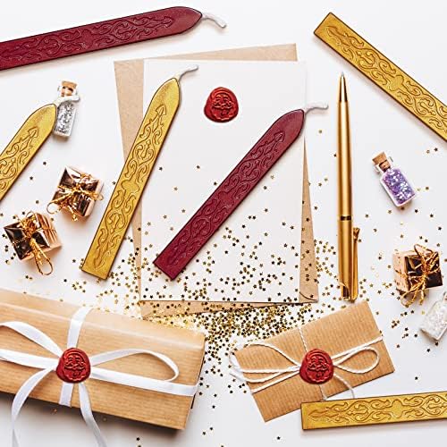 12 Pieces Sealing Wax Sticks with Wicks Antique Fire Manuscript Sealing Wax for Wax Seal Stamp (Flashing Wine Red and Gold)