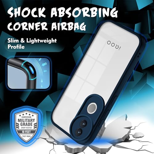 Image of V-TAN Back Cover for IQOO Z10R 5G, Transparent Clear Case Compatible with IQOO Z10R, TPU, Camera Protective, Scratch Resistant Shockproof Mobile Cover with Anti-Slip Grip (Blue)