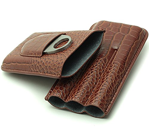 Cigar Case Travel - Cutter Included - Leather 3 Colors (Brown) - Thumbnail 6