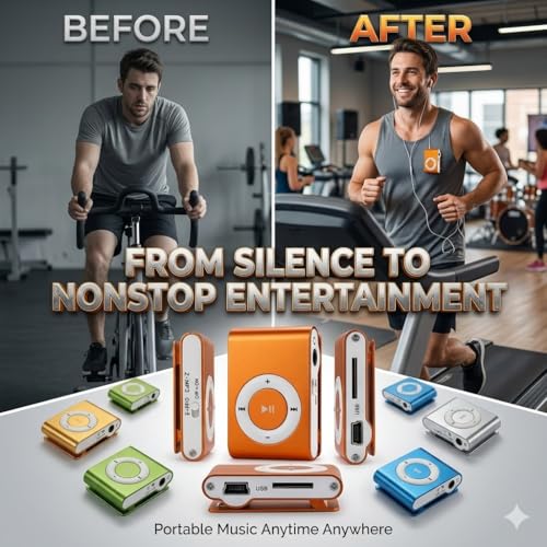 Image of Drumstone 𝟏𝟓-𝐘𝐞𝐚𝐫 𝐖𝐚𝐫𝐫𝐚𝐧𝐭𝐲 Handy Metal MP3 Player with TF Card Slot USB Compatibility Compact Portable Orange Music Player for Exercise Relaxation Travel Audio Use