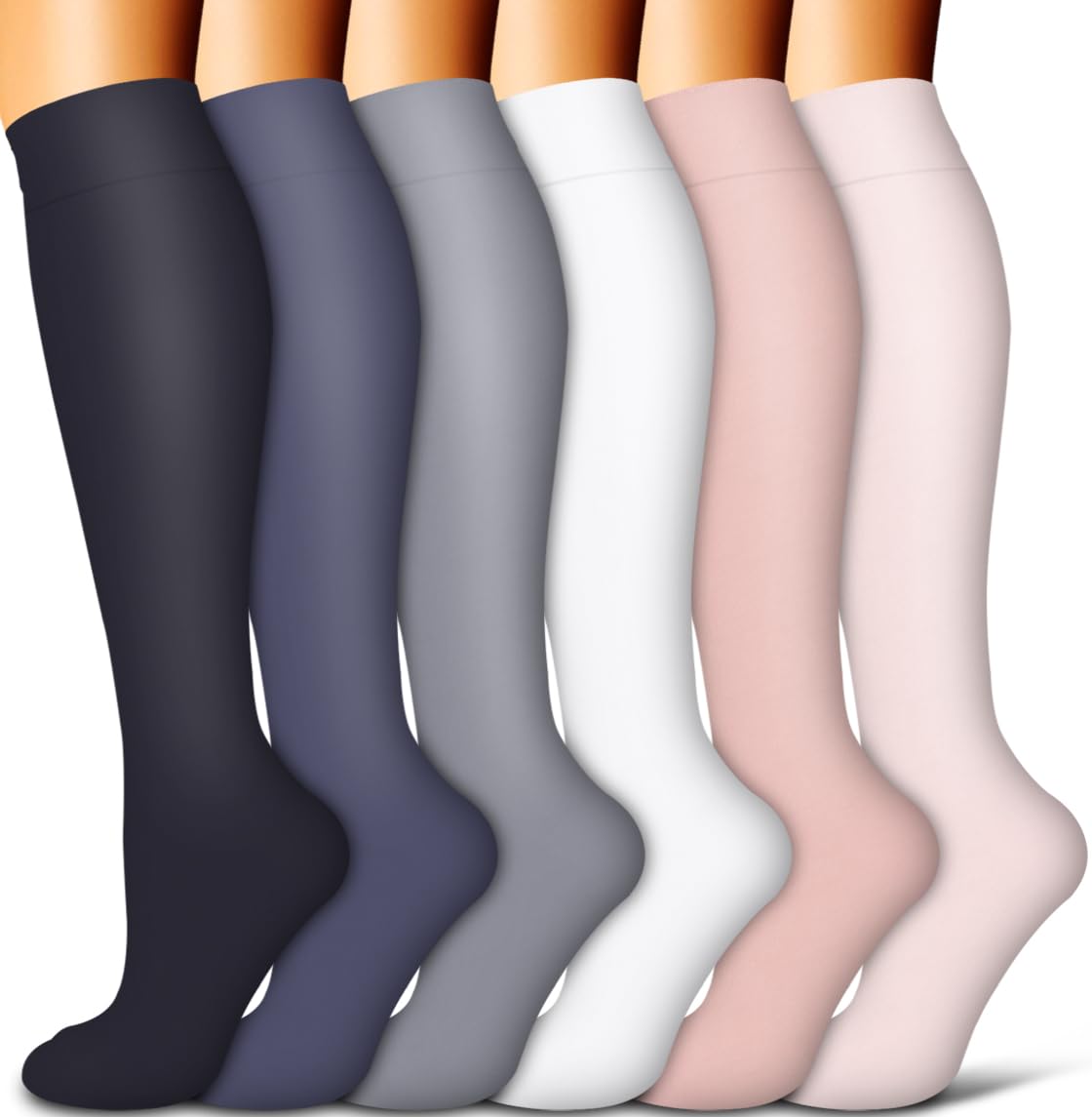 COOLOVERCopper Compression Socks for Women and Men(6 Pairs)-Best Support for Running, Athletic, Nursing, Travel