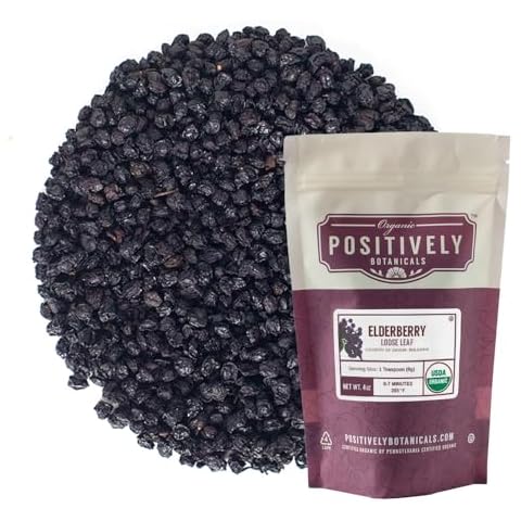 Organic Positively Botanicals Company, Elderberry, Herbal Tea Loose Leaf Botanical, 4 Ounce Cover