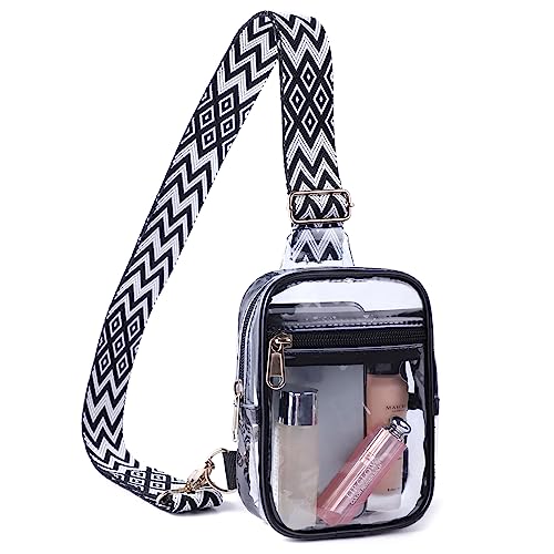 COVAX Clear Sling Bag Clear Bag Stadium Approved Crossbody Fanny Pack for Women Men Fashion Chest Bag for Festivals Concerts Sports Events (Mini)