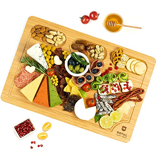 Royal Craft Wood 18x12 Bamboo Charcuterie Board Set Large