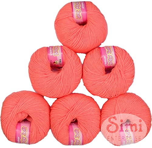 Image of 100% Acrylic Wool Peach (10 pc) Baby Wool Wool Ball Hand Knitting Wool /Art Craft Soft Fingering Crochet Hook Yarn, Needle Knitting Yarn Threa W XGG