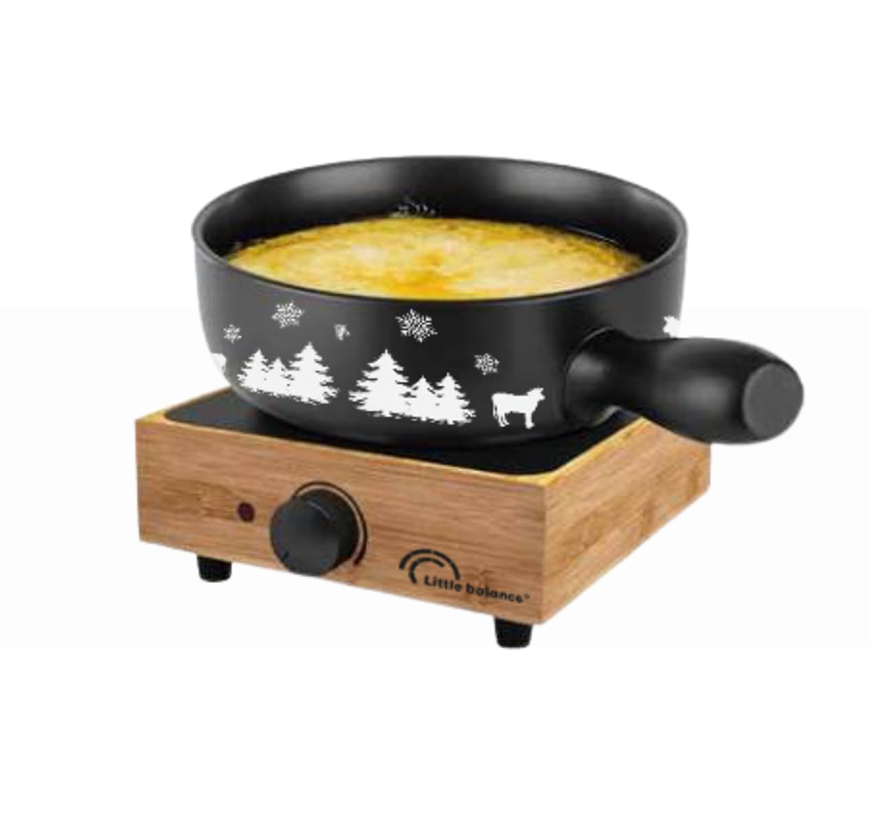 LITTLE BALANCE 8966 La Savoyarde 8 Meuuuh…!, Appareil à Fondue 8 personnes, Caquelon traditionnel céramique, Grande contenance 2,6 litres, 800 W, Noir