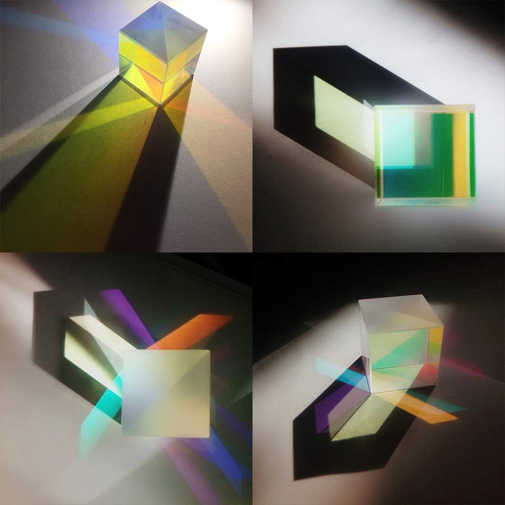 Coloré Combiner Splitter Croix Cube Dichroïque RVB Prisme Optique Triangulaire En Verre Optique Pour Enseigner Lumière Physique Du Spectre 20mm