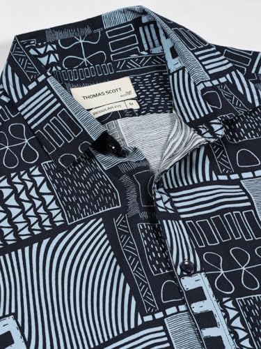Image of Thomas Scott Men's | Printed | Half Sleeve | Regular Fit | Cotton Blend | Spread Collar | Casual Shirt