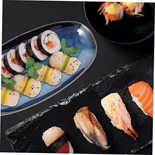 Plato cerámico azul grande en forma de pez para sushi miniatura 7