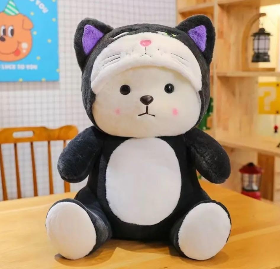 Image of Storescent Half Hooded Angry Cat Bear Plush Cartoon Kawaii Cat Plush Cat Stuffed Animal Birthday Gift for Girls & Boys 50cm
