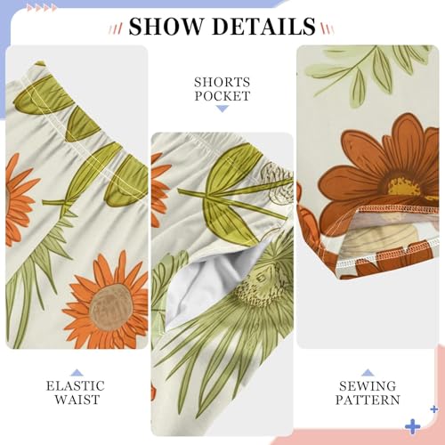 J JOYSAY Floral Blossom Foliage Cream Pajamas Pants Soft Long Pajama Bottoms Lounge Sleep Pants Size S-XL4