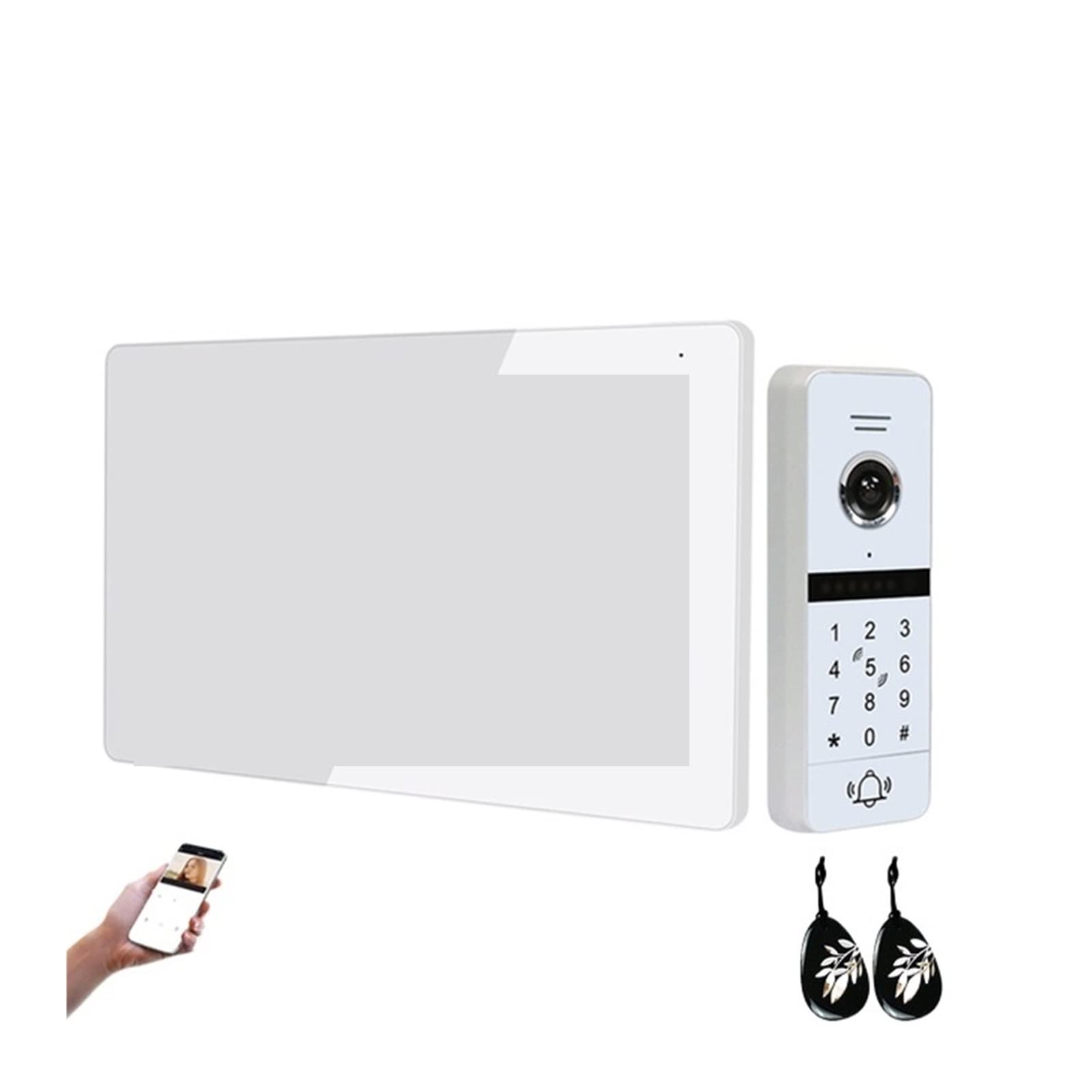 Wideodomofon, Tuya 1080P wideodomofon domowy karta hasła odblokuj mieszkanie willa połączenie wideo wejście telefon dzwonek do drzwi Tuya 4 przewody(Wit)