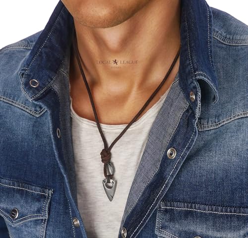 Mens Necklace with Cross/Tooth/Arrowhead/Surfboard/Tusk Pendant SURF-INSPIRED STYLE Leather Cord for Men, Boys Boyfriend Holidays Vacation BEACH Party Tribal Festival Imitation2