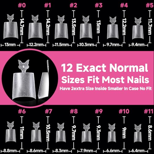 Image of UNA GELLA Short Coffin Fake Nails 504Pcs Half Cover Matte Nail Tips Extra Short Coffin Gel Nail Tips No C Curve Pre-buff No Need File Salon Quality Nail Extension DIY Nail Art Salon 12 Sizes