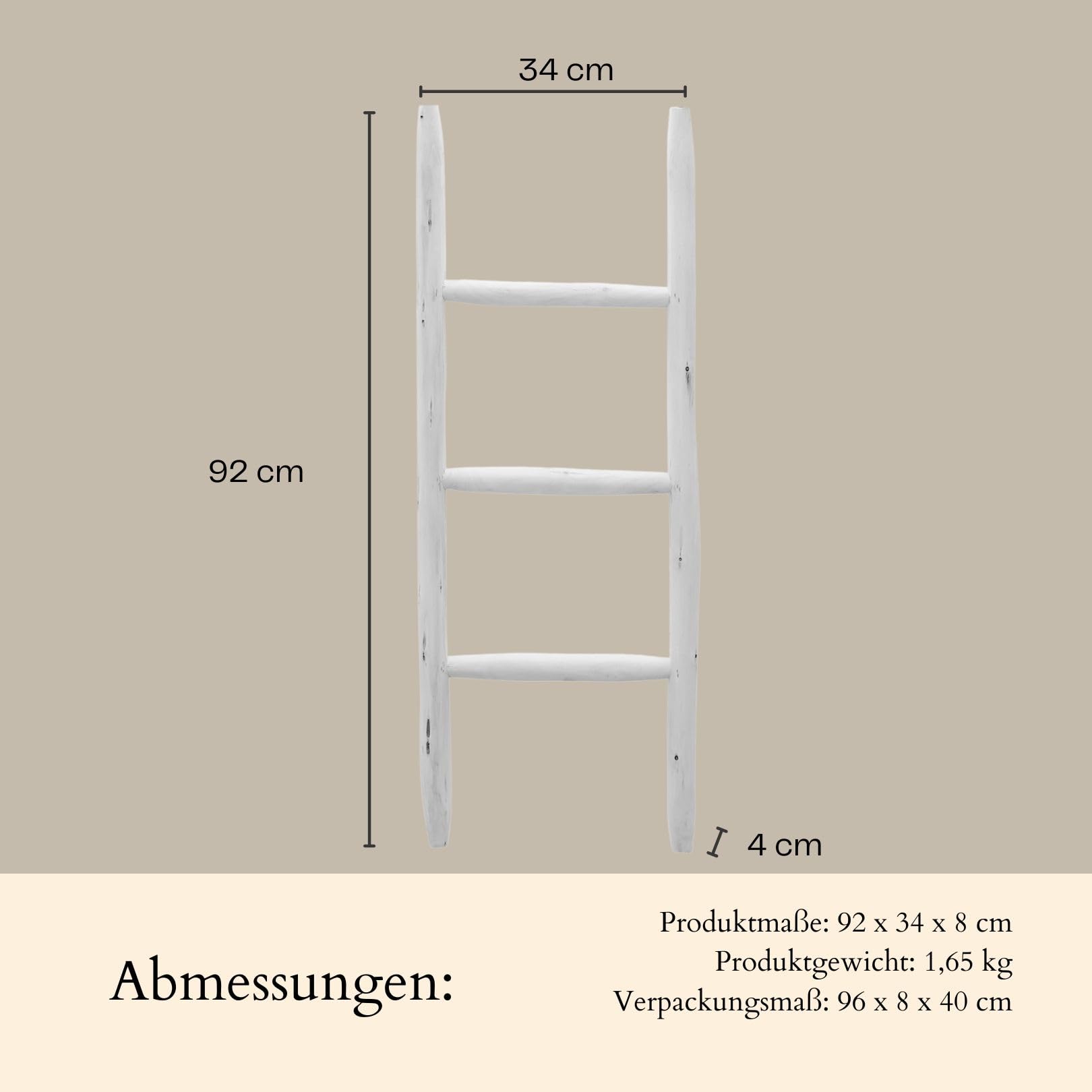 Dekorative Holzleiter Manoni handgefertigt aus Holz in Natur 92 cm