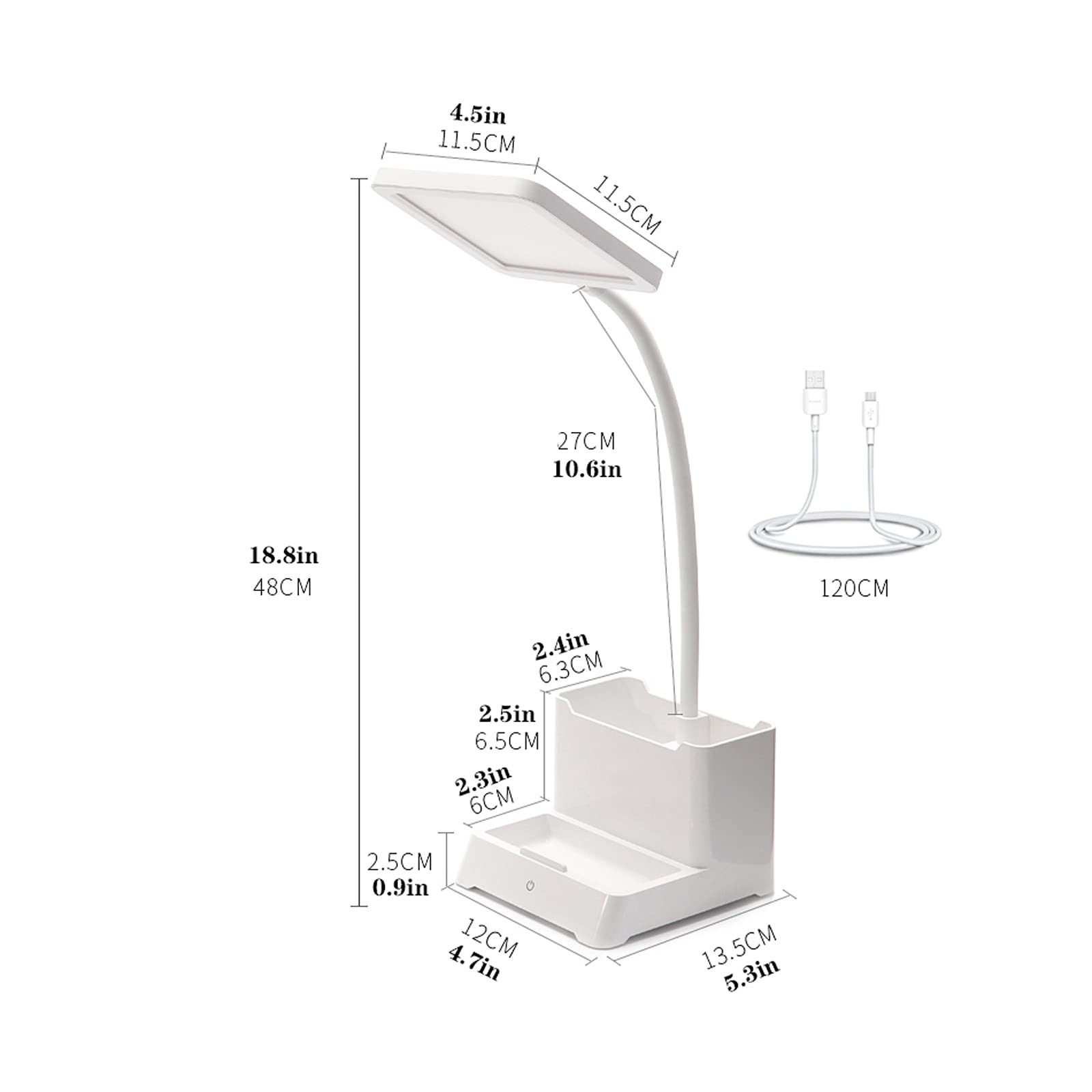 lampa biurkowa wielofunkcyjna lampa biurkowa LED ładowanie/wtyczka dwufunkcyjna lampa chroniąca oczy 5W możliwość przyciemniania sterowanie dotykowe lampka do czytania z uchwytem na długopis stojak na